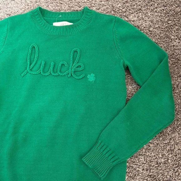 ‼️DONATING‼️ NWOT LOFT Vibrant Green “Luck” Knit Sweater - Picture 3 of 6